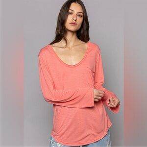 POL Women's Vibrant Coral Long Sleeve Tee